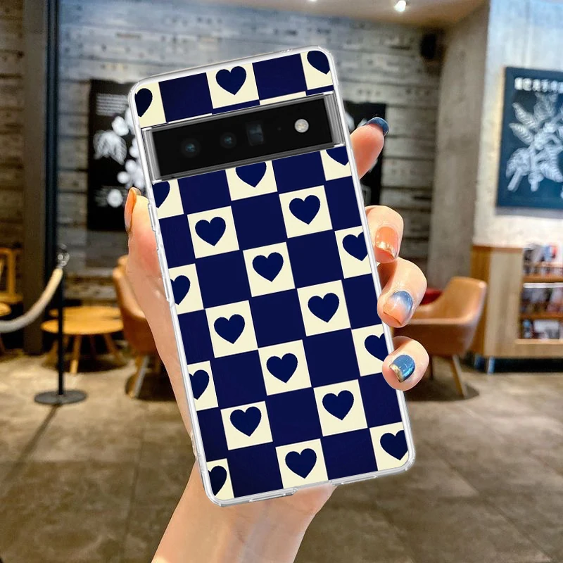Checkerboard Pattern Soft Clear TPU Phone Case Cover