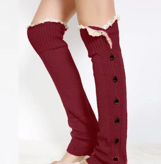 Beinschützer für Damen, Herbst und Winter, neue Spitzenknöpfe, warme lange JK-Stapelsocken, Stiefelüberzug – Detail 9