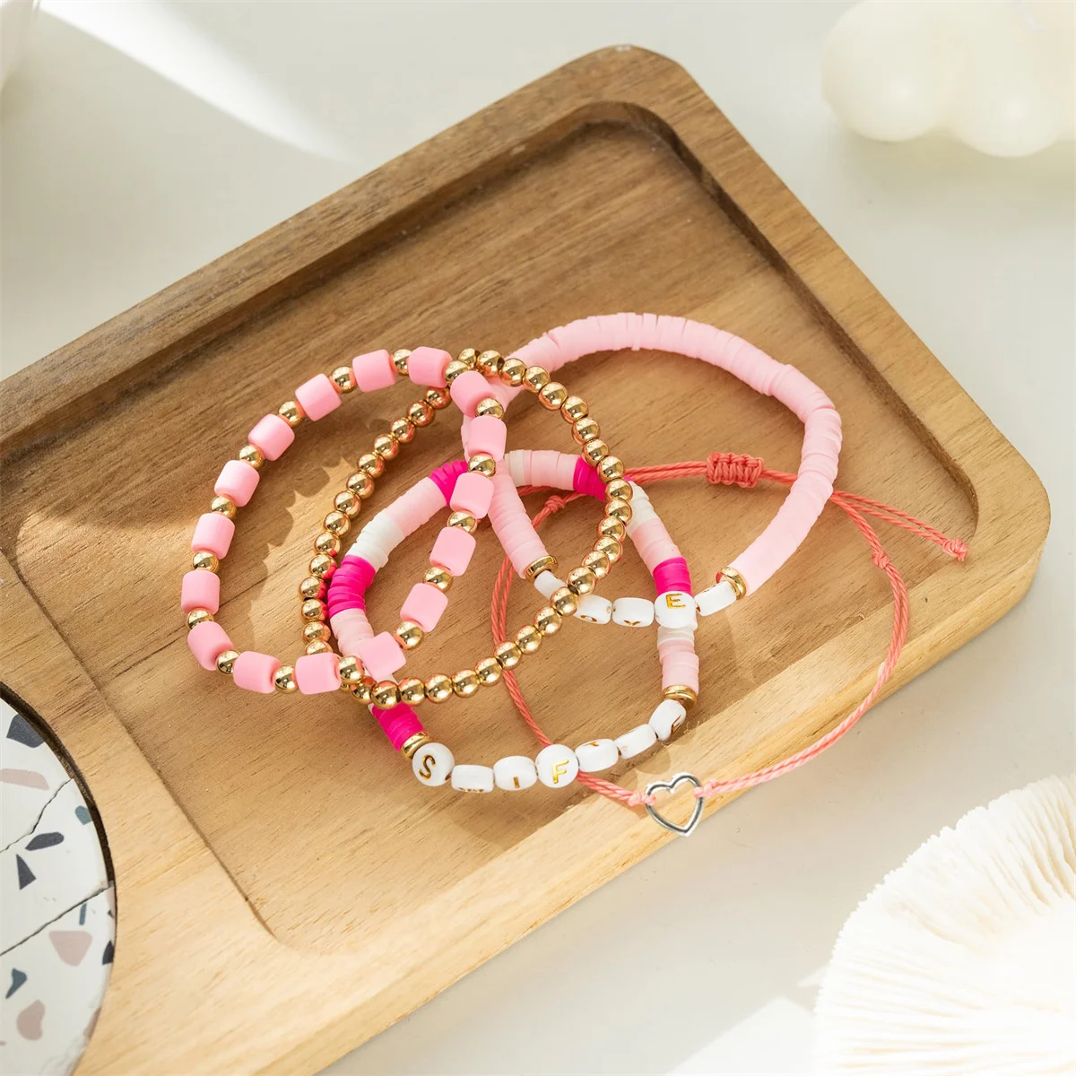 Boho Clay Beads Bracelet Kit Friendship Bracelet Making for Women Golden  Beads Pink White Clay Beads Kit for DIY JewelryMaking - AliExpress