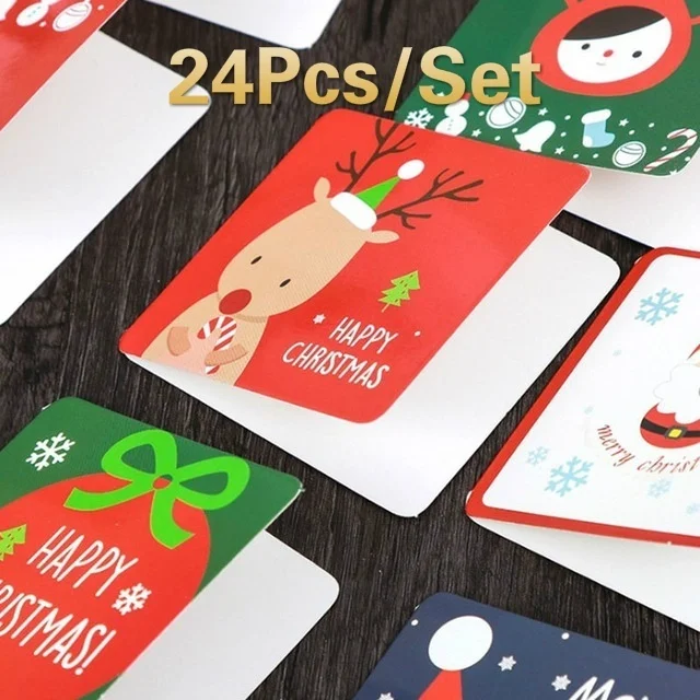 24 Teile/los Weihnachten Grußkarte Kinder Mini Weihnachten Segen Grußkarten Umschlag Neujahr Postkarte Geschenkkarte Weihnachten Party – Detail 1