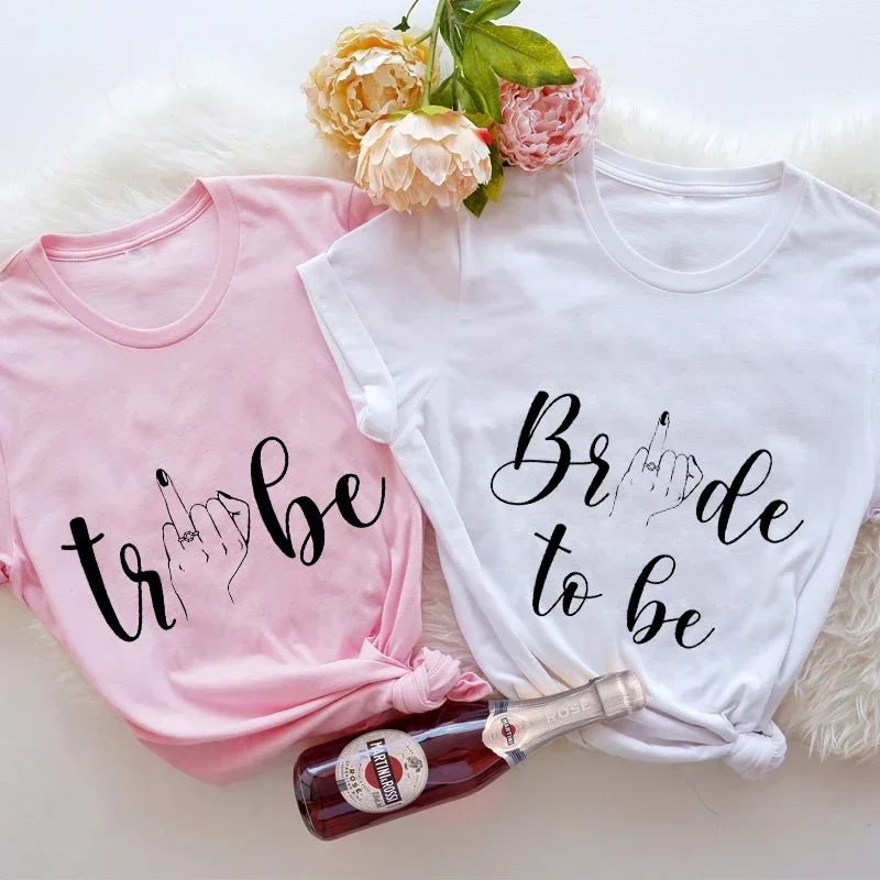 

Bride To Be Wedding Ring Finger T Shirt Girls Bachelorette Hen Party Tshirt Team Bride Squad Bridesmaid Tee Engagement Party Top