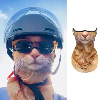 Cycling Sunscreen Mask Orange Cat Summer Funny Veil Animal Face Towel Cat Ear Hanging Integrated Protective Mask Neck Protection