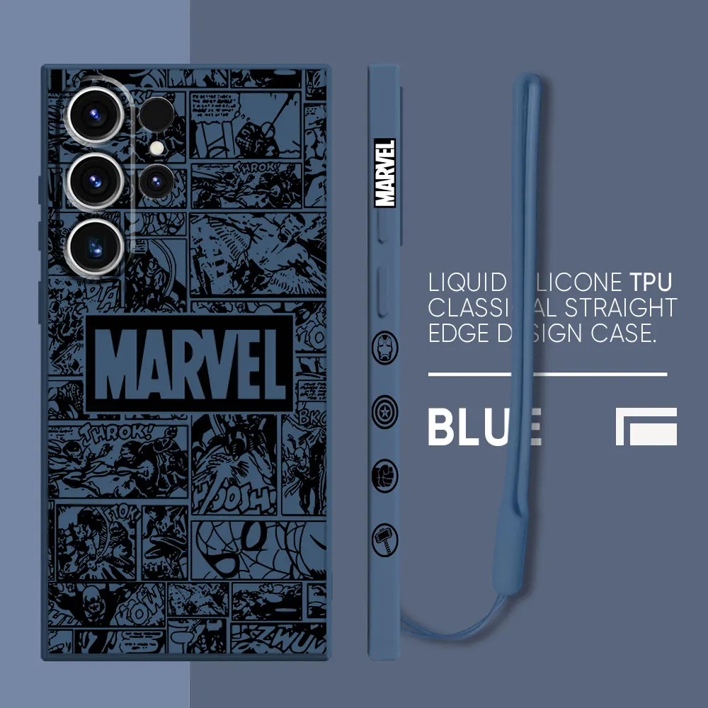thumbnail image 1 of Marvel Logo Case for Samsung Galaxy S21 Ultra S22 Ultra 5G S23 S20 FE S24 Plus S22 Ultra S21 Luxury Square Liquid Cover, 1 of 5