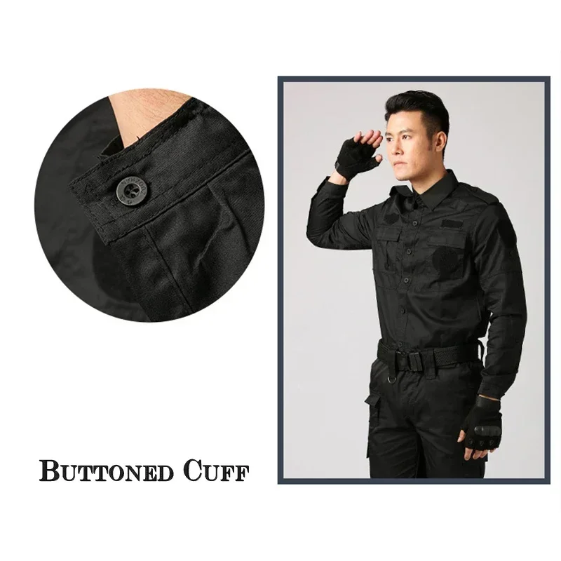 Black Uniform Tactical Clothing Security Guard Workshop Outdoor Training Summer Autumn Short Sleeve Long Sleeve 6