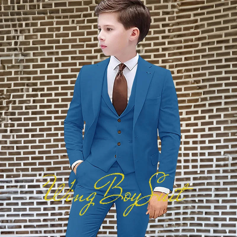 Boys Suit Set Boys Kids Suits Wedding Tuxedo Formal Jacket Vest Pants 3 Piece Set 2-16 Sizes Clothes Child Blazer