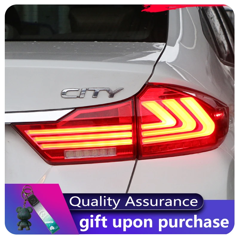 

Автомобильные задние фонари для Honda City 2015-2019, задний фонарь, задний фонарь, сигнал поворота, Динамический светодиодный модифицированный тормоз, автомобильные аксессуары