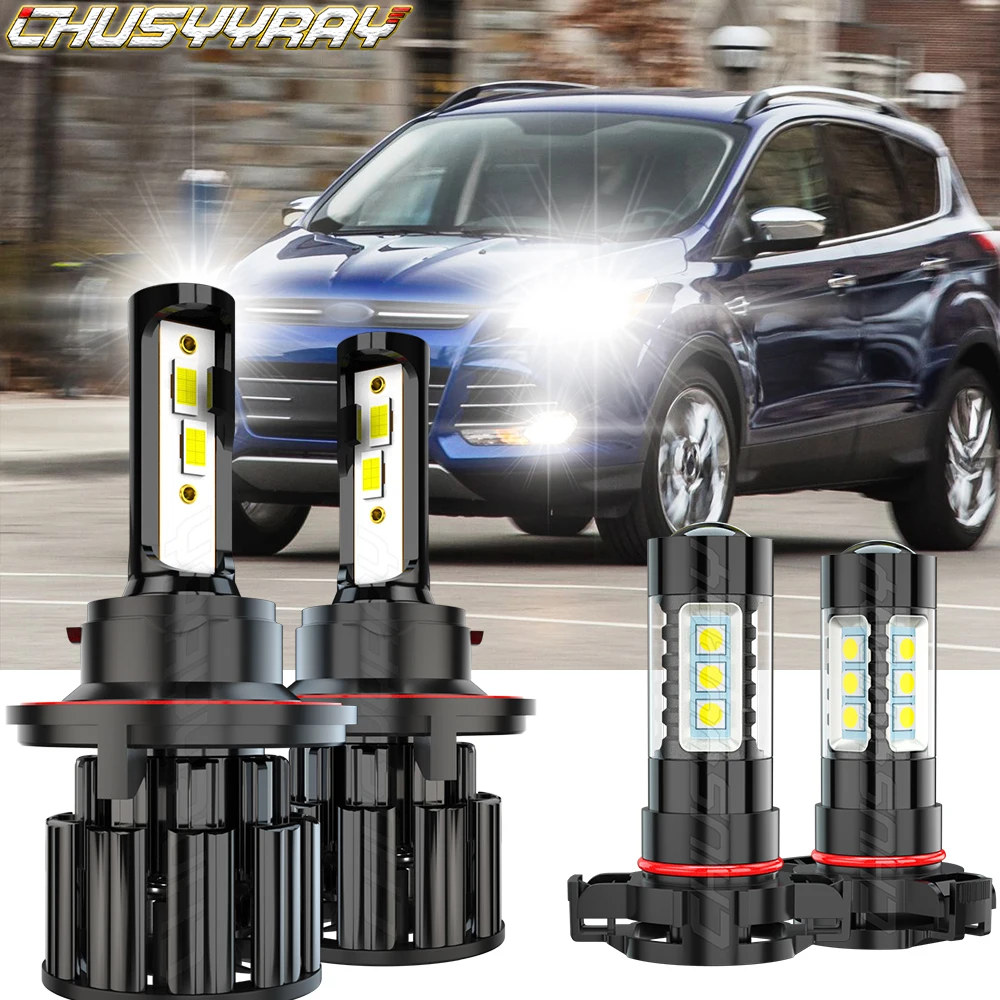 

CHUSYYRAY Compatible For Ford Escape 2008 2009 2010-2012 6000k 4X LED white Headlight Hi/low Fog Light Bulbs Kit Car accsesories