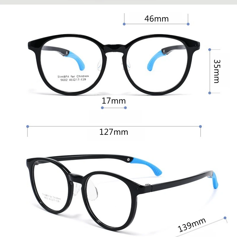 YIMARUILI Boy and Girl Fashion Ultralight Sports Kids Glasses Frame Retro Round Optical Prescription Children's Eyeglasses 9602