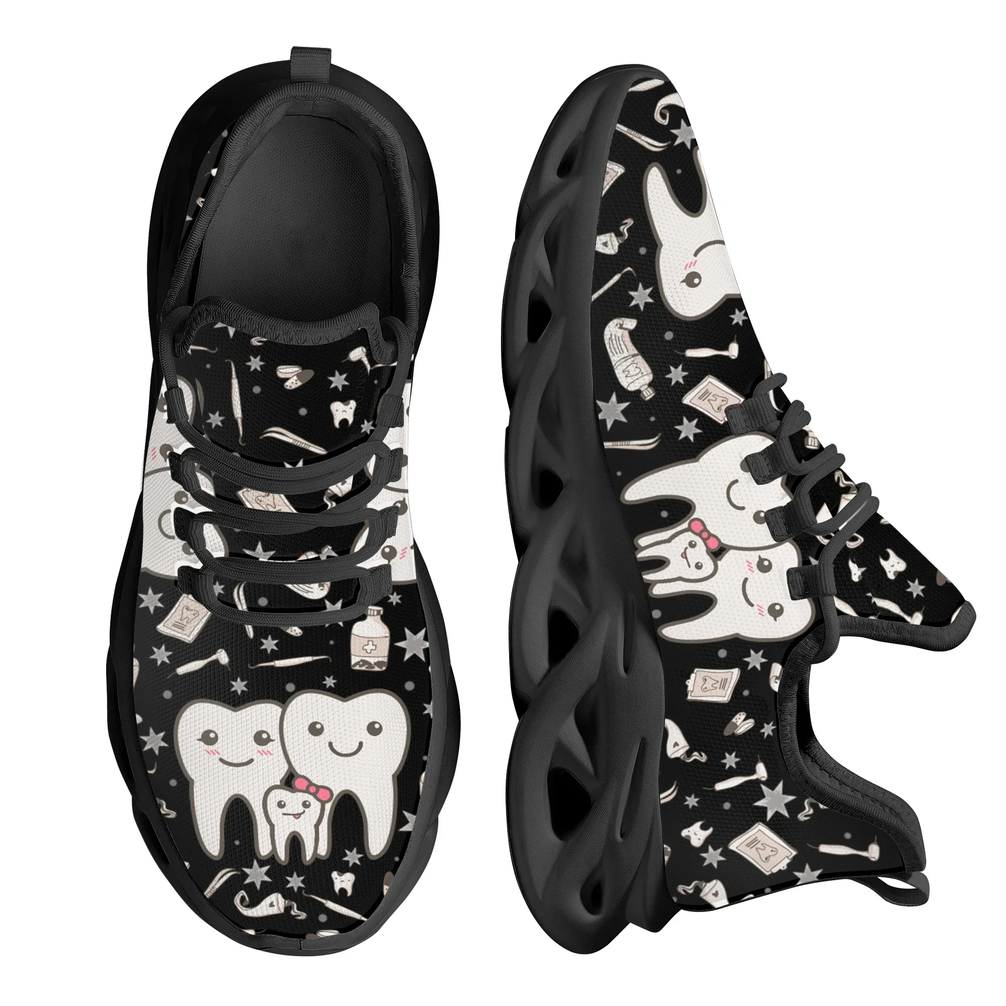 Cute Dental Design Sneakers Ladies Casual Lightweight Lace Up Shoes Breathable Dental Mesh Nursing Shoes Walking Footwear