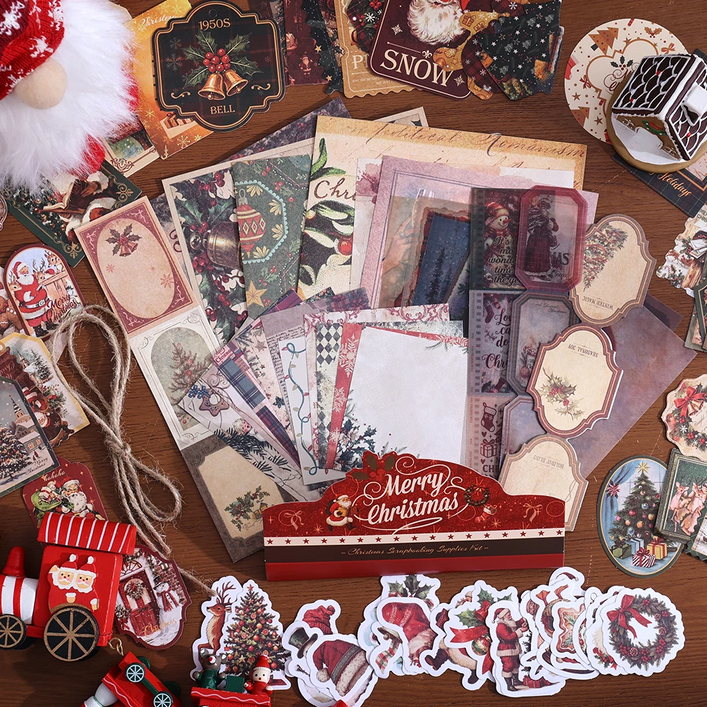 Christmas Scrapbook Kit: Festive Stickers, Notebook, Memo Pad & Decorative Paper for DIY Projects and Holiday Gifts
