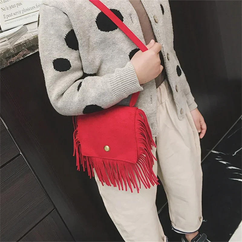Kids Girls PU Leather Shoulder Bag – Cute Mini Crossbody Purse with Tassel, Messenger Bag for Baby & Children – Wallet Style