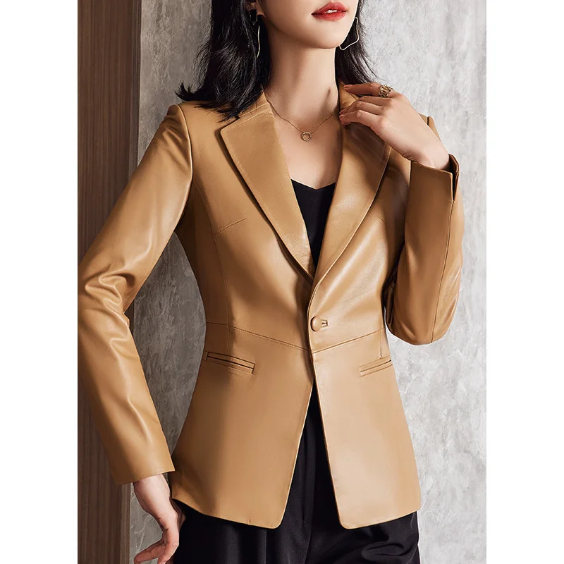 

2023Hot Sale 100% Genuine Leather Jacket Women Spring Autumn New Slim Leather Jacket Sheepskin Coat Elegant Jackets Chaque