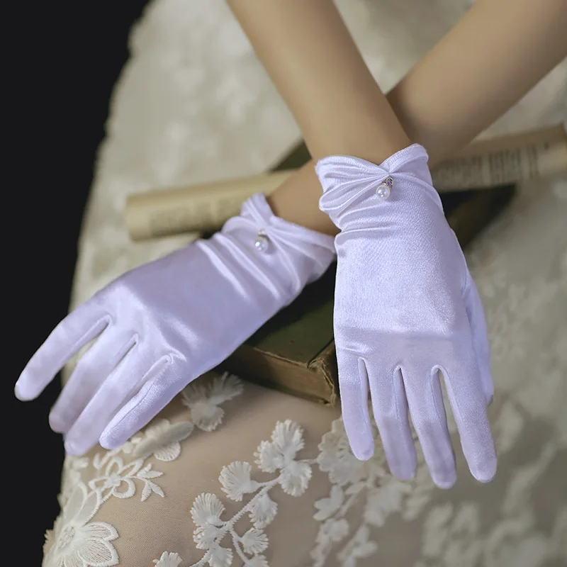

Wrist Length Gloves Women Short Satin Opera Short Gloves for 1920s Wedding Party