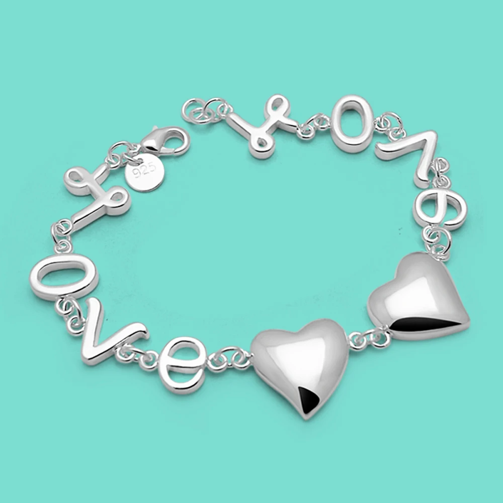 

Женский браслет из серебра 925 пробы, с надписью «LOVE»