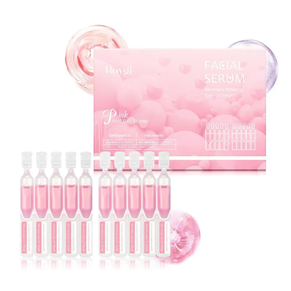 10pcs Rose PDRN Pink Peptide Glow Facial Serum Dark Spot Care Even Skin Tone Enhance Elasticity Smoothing Firming Adenosine