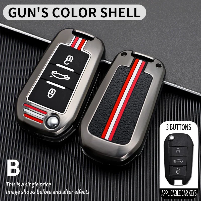 thumbnail image 1 of Funda de metal para llave de coche, carcasa para mando a distancia para Citroën C5 C3 C4 C8 Berlingo, Peugeot Partner Rifter 208 308 508 407 2008 3008 Expert, 1 of 5