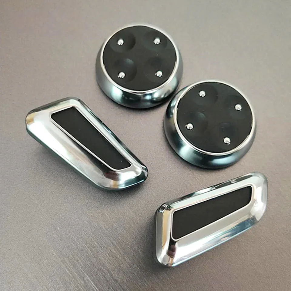 Lot De 6 Boutons De Décoration Pour Audi A3 A4 A5 A6 A7 Q3 Q5 - Couvre-boutons ABS Noir/chrome, Autocollants Intérieur Voiture