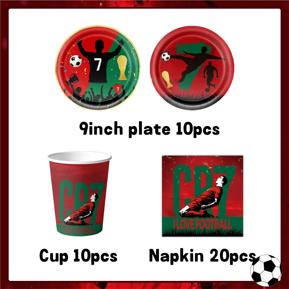 Fußballspieler-Thema, Fans, Partydekoration, Geschirr, Fußballstar Nr. 7, Ballon, Teller, Tasse, Hintergrund, Banner, Schlüsselanhänger, Geschenke für Jungen, su – Detail 11