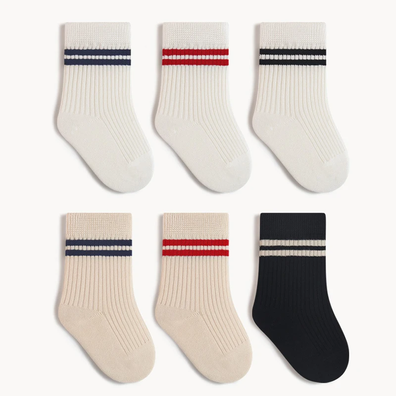 Spring Mid Tube Baby Socks Sport Soft Children Kids Socks Breathable Kids Boys Girl Socks Strip Mid Tube Socks 6