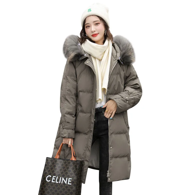 

Women Parker Down Jacket Women's 2023 New Winter Warm Hooded Raccoon Fur Collar Fashion High Quality Women Down Jacket NBH710