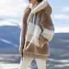 Winter Fashion Women's Coat 2024 Hooded Zipper Ladies Jacket Spliced Thick Cashmere Women Jacket Stitching Plaid Ladies Coats 3