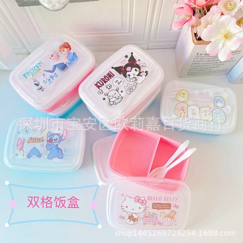 Kawaii Sanrio Cinnamoroll Double Layer Lunch Box Hello Kitty My Melody Cute  Large-capacity Microwaveable Compartment Bento Box