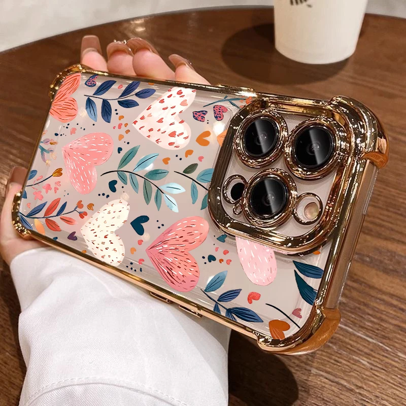 Love Heart Leaves Daisy Phone Case Cover