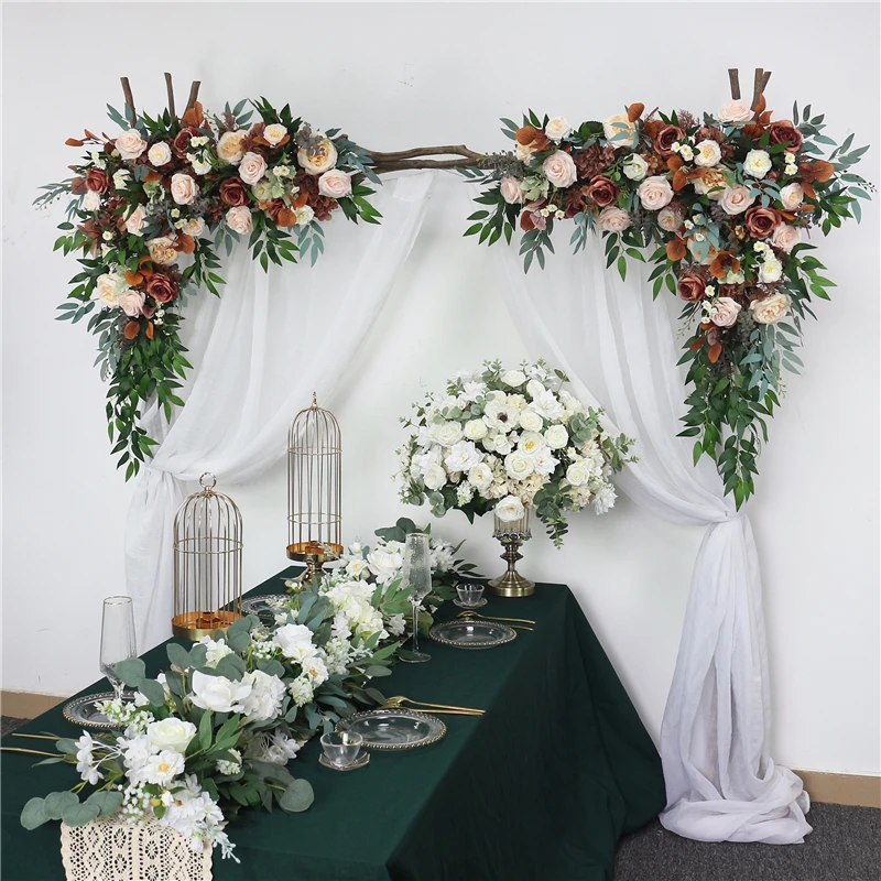 

Цветы стола по индивидуальному заказу, центральный элемент, Свадебная вечеринка, цвет шампанского, роза, осенняя Зеленая Цветочная композиция, треугольник, фотоэлемент