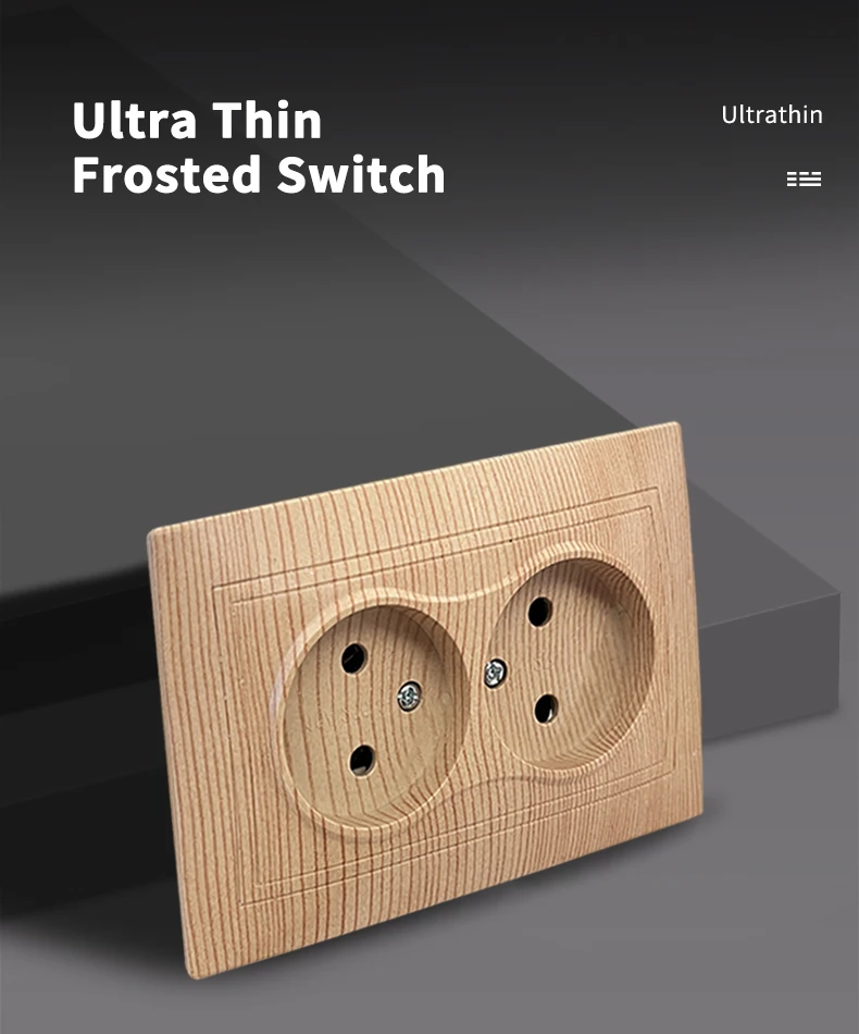 Description Picture 2 of itemWESA Wood Power Socket European Standard Wall Socket Electrical Outlett Not Ground Embedded Plug Flame Retardant Plastic Panel