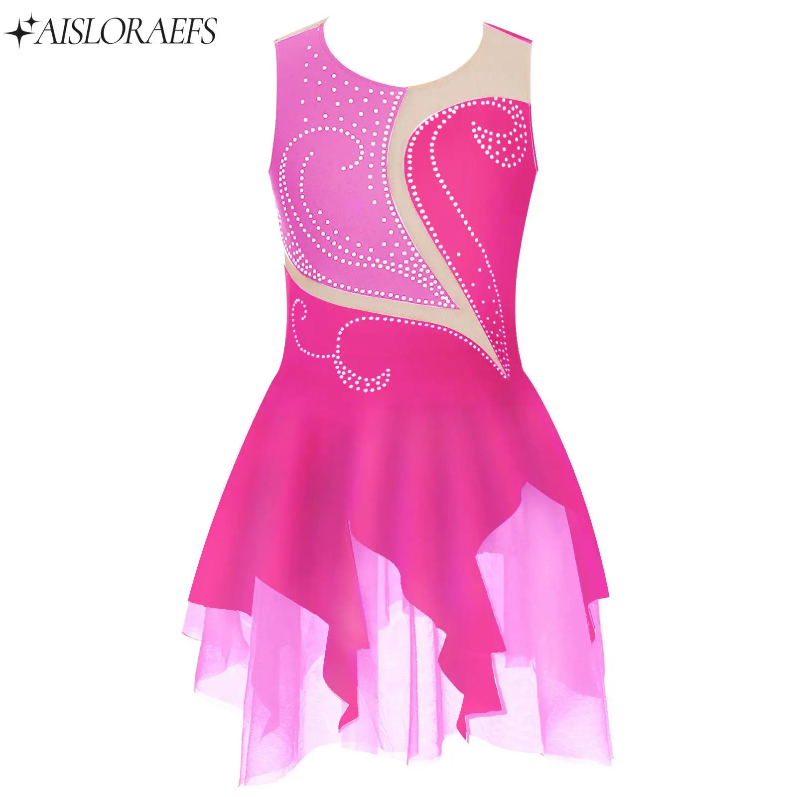 

Girls Figure Skating Clothing Ballet Dancewear Dress of Rhinestone Gymnastics Leotard Ballroom Lyrical Dance Performance Costume