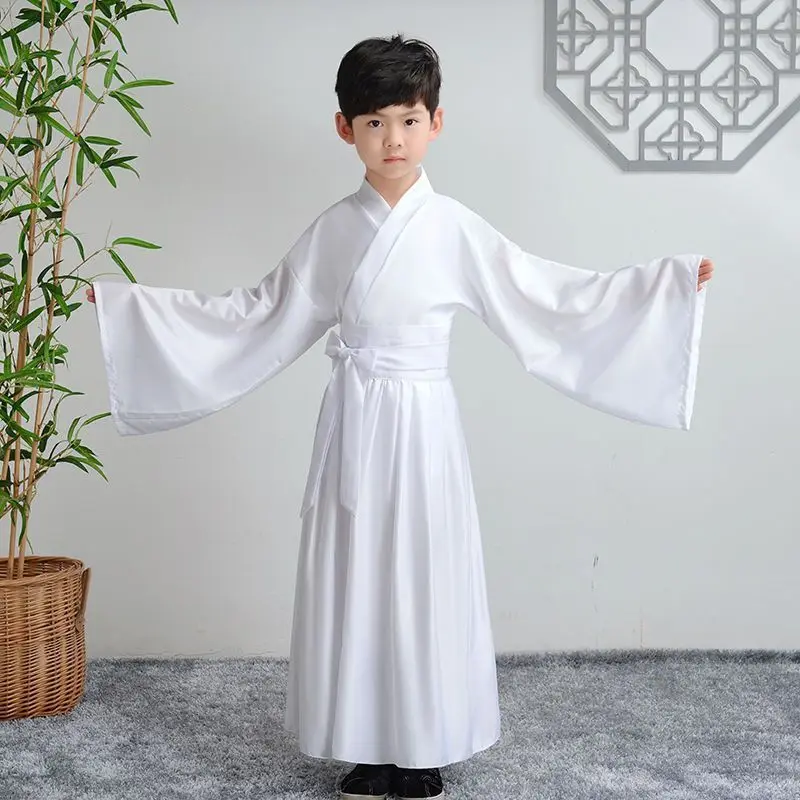 Enfants blanc hauts noirs jupe costume sous-vêtements anciens pantalons de maison vêtements de couchage vêtements traditionnels chinois Hanfu garçon/fille