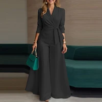 Claudia Long Sleeve Belted Wide Leg Pant Set 16