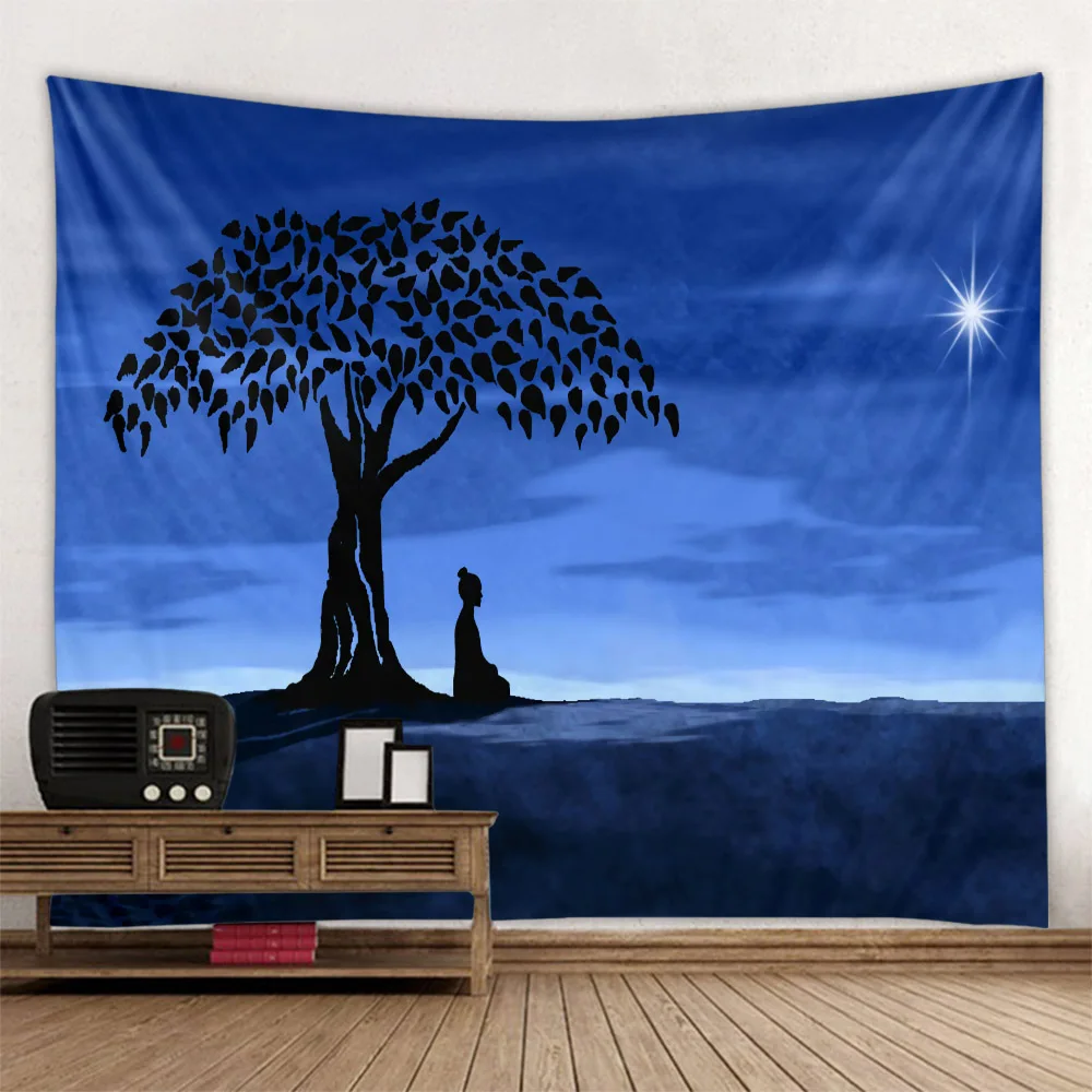 

Buddha tapestry hanging on the wall, meditator seven chakras, Indian Bohemian style, mantra, Tapiz, hippie home decoration