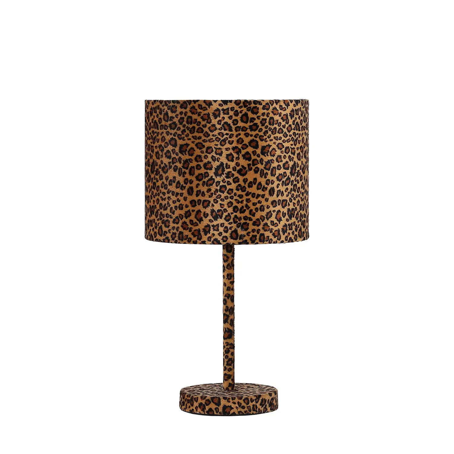 

International 19.25" Faux Suede Leopard Print Metal Table Lamp