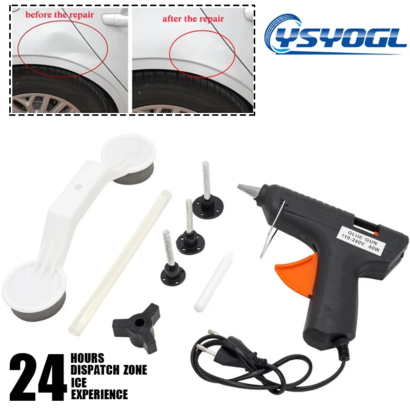 

Manual Repair Car Door Dent Repair Tool Kit Auto Vehicle Body Hot Melt Glue Gun + Glue To Bridge Device Car Maintenance Tools