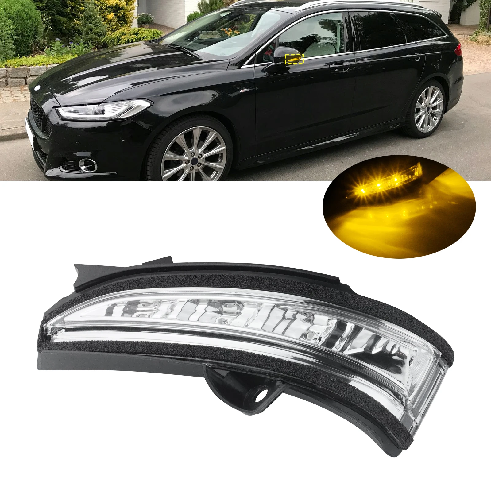 Coppia Di Indicatori Di Direzione Dinamici A LED Per Specchietti Ford Mondeo MK5 2014-2019 - Trasparenti, Ambra