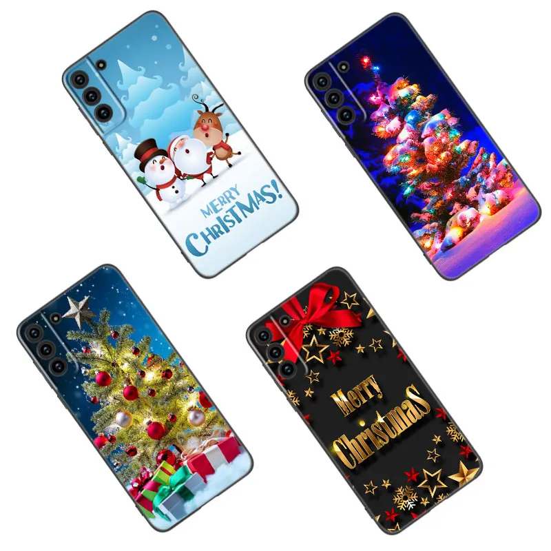 Merry Christmas Tree Elk Phone Case Per Samsung Galaxy S23 S22 S21 S20 Ultra Fe S10E S10 Lite S9 S8 Plus S7 S6 Edge Black Cover