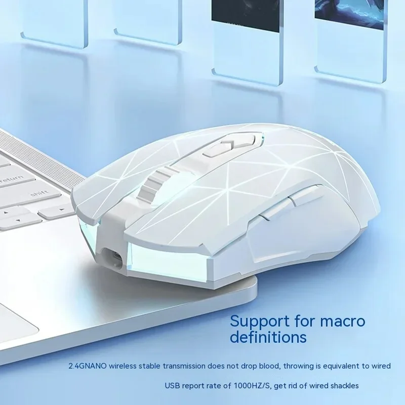 Ajazz Aj52 Mouse Wired Wireless 3mode Adjustable DPI side buttons RGB Backlit Lightweight Esports game mouse PC Accessories gift 6