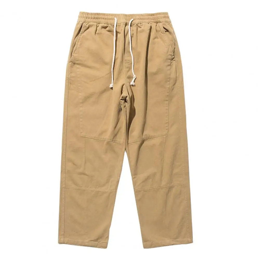 

Men Long Pants Solid Drawstring Sweatpants with Pockets Summer Fashionable Loose-fitting Trousers Straight Pants