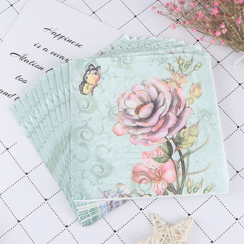 20PCS Napkins Paper Decoupage Tissue Flowers Wedding Birthday DIY Decoration