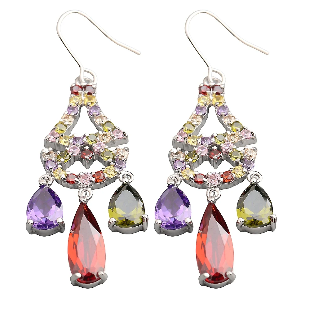 

6*16mm Muti-color Topaz 925 sterling sliver Drop Earrings EG047
