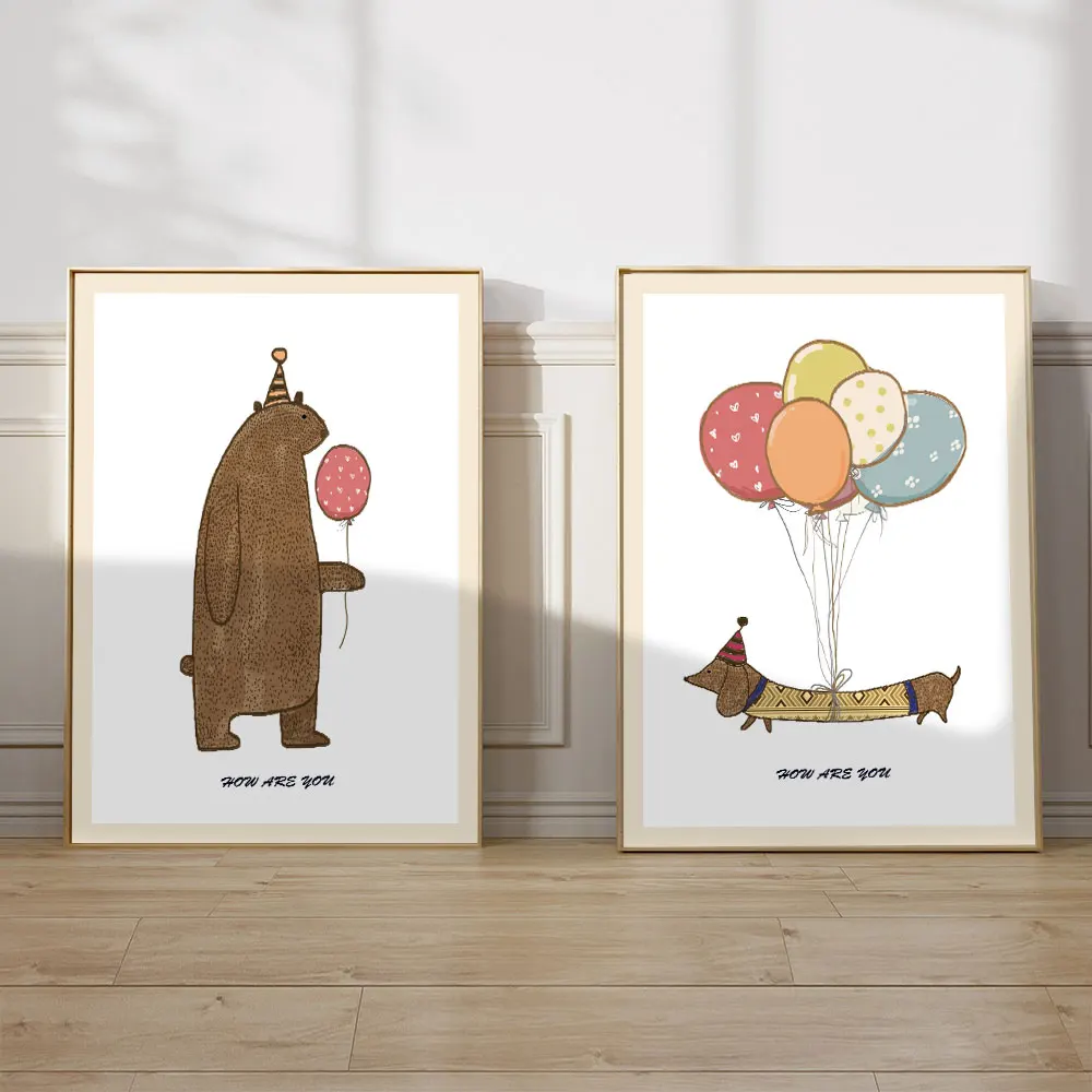 

Handdrawn Cute Cartoon Animals Children's Room Bedroom Decoration Painting Home Decoration Living Room Decor Bedroom Decor