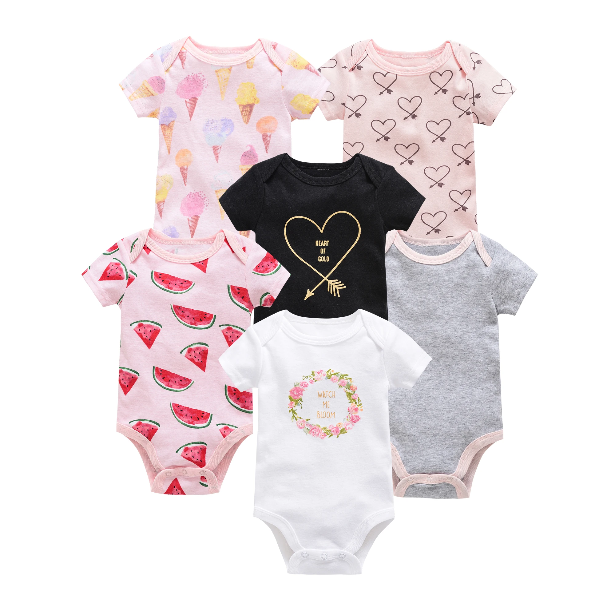 Vestiti delle neonate 3 6 pz/lotto pour nouveaux cotone manica corta ragazza body 0-12 mesi neonato abbigliamento bambino