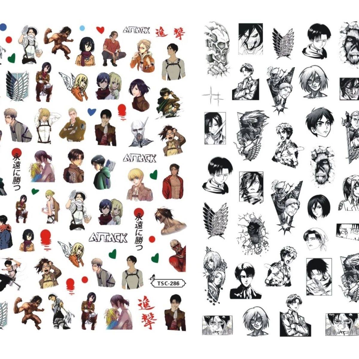 Attack on Titan Eren Jaeger 3D Nail Art Sticker Stamp Decal Nail Slider Decor For DIY Fashion TSC-242