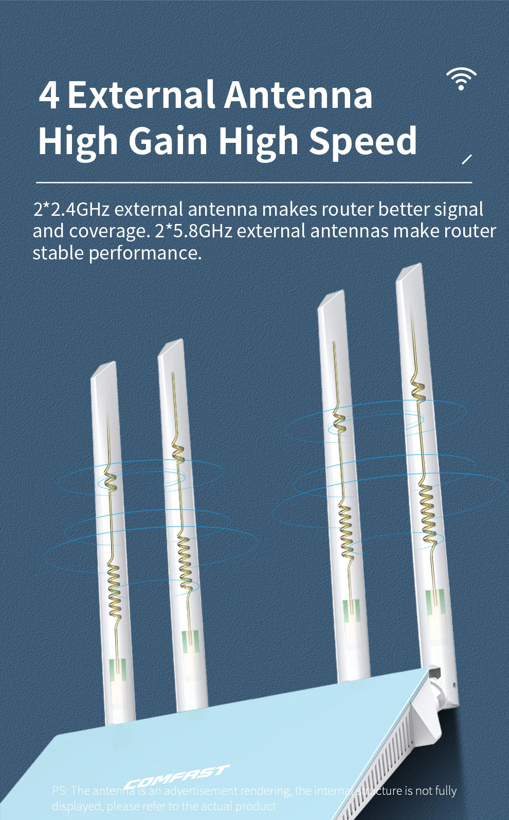 top rated wifi signal booster COMFAST AC1200 Kép WiFi Router 2.4G + 5Ghz Gigabit Không Dây Thông Minh Router Độ Lợi Cao 4 Ăng Ten điểm Truy Cập Router best wifi extenders signal booster