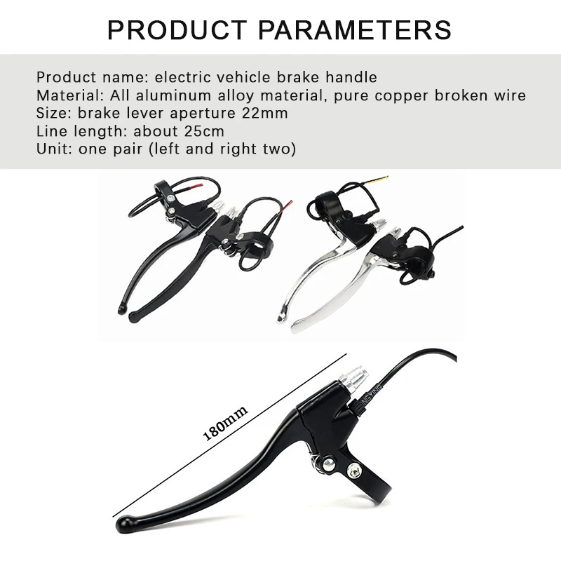 Description Picture 2 of item1pair E-Bike Rear Brake Lever Electric Bicycle Brake Handle Cut Off Power Brake Lever Handle Grips Electric Bike Accessories