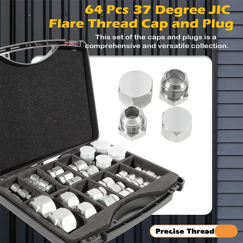 Hydraulic Hose Caps And Plugs 64-Piece Hydraulic NPT Pipe Fittings Kit ...