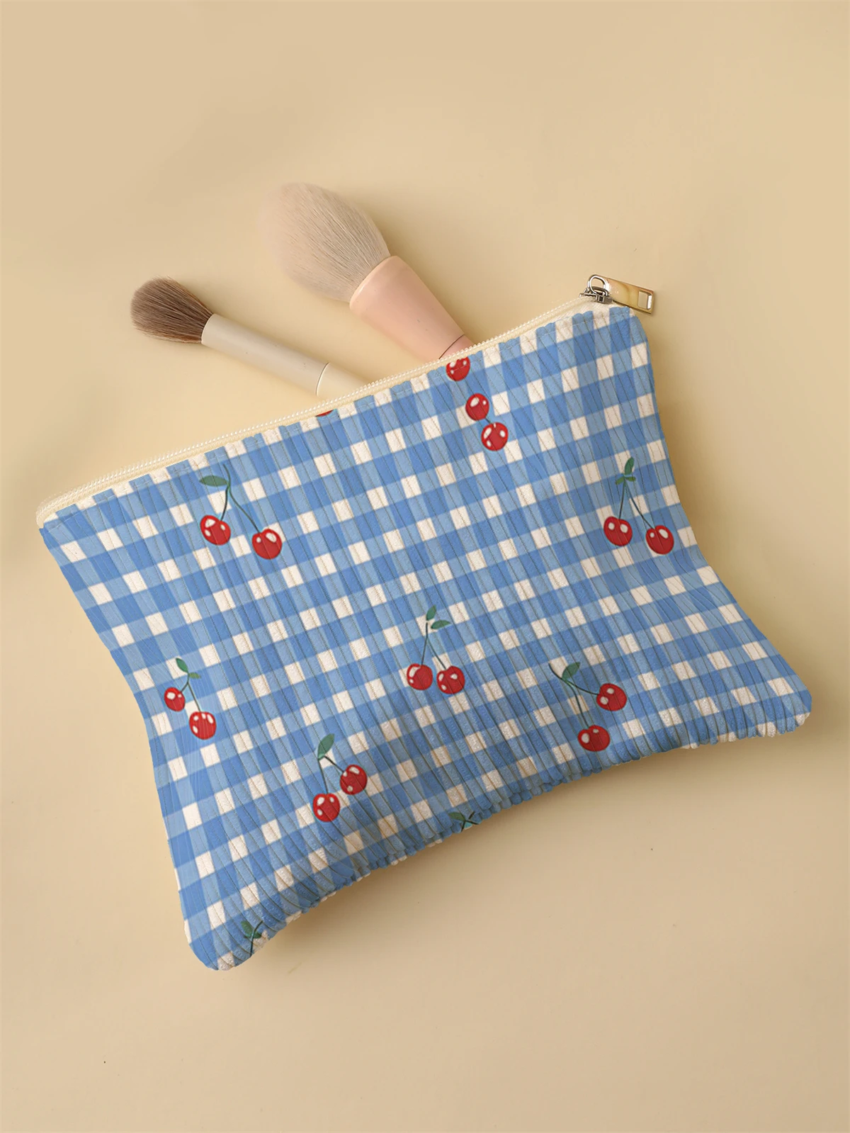 Corduroy Travel Cosmetic Bag Portable Makeup Storage Bag Purses Women Large Capacity Zipper Make Up Organizer Storage Clutch