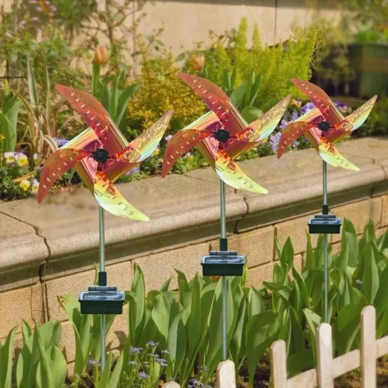 Garden Solar Windmill Light Solar Windmill Colourful Lawn Lamp Outdoor Garden Waterproof LED Light Decoration