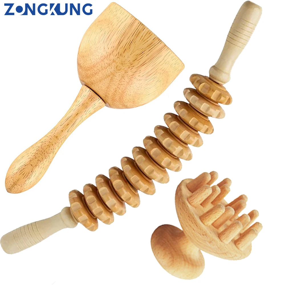 

ZONGKUNG Gua Sha Tool Roller Massage Wood Therapy Massage Tools Maderoterapi Wooden Swedish Cup Mushroom Massager Anti Cellulite